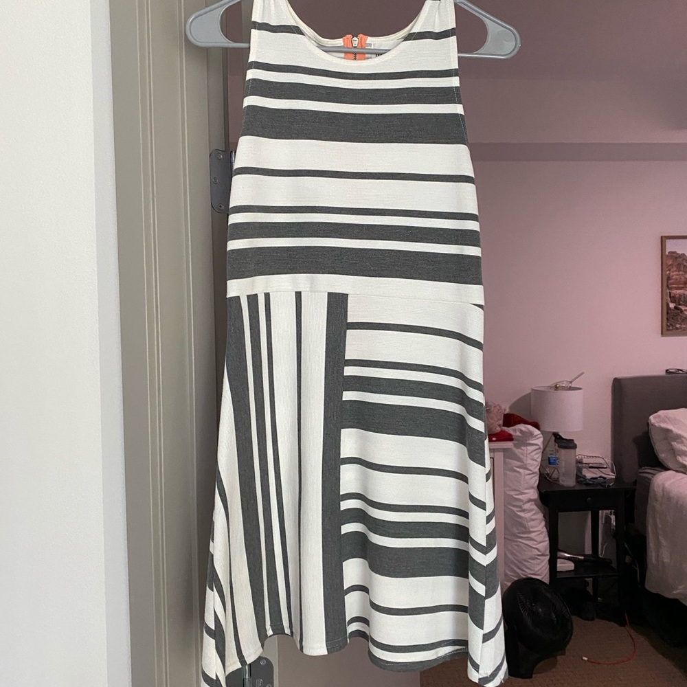 Grey stripe sun dress.